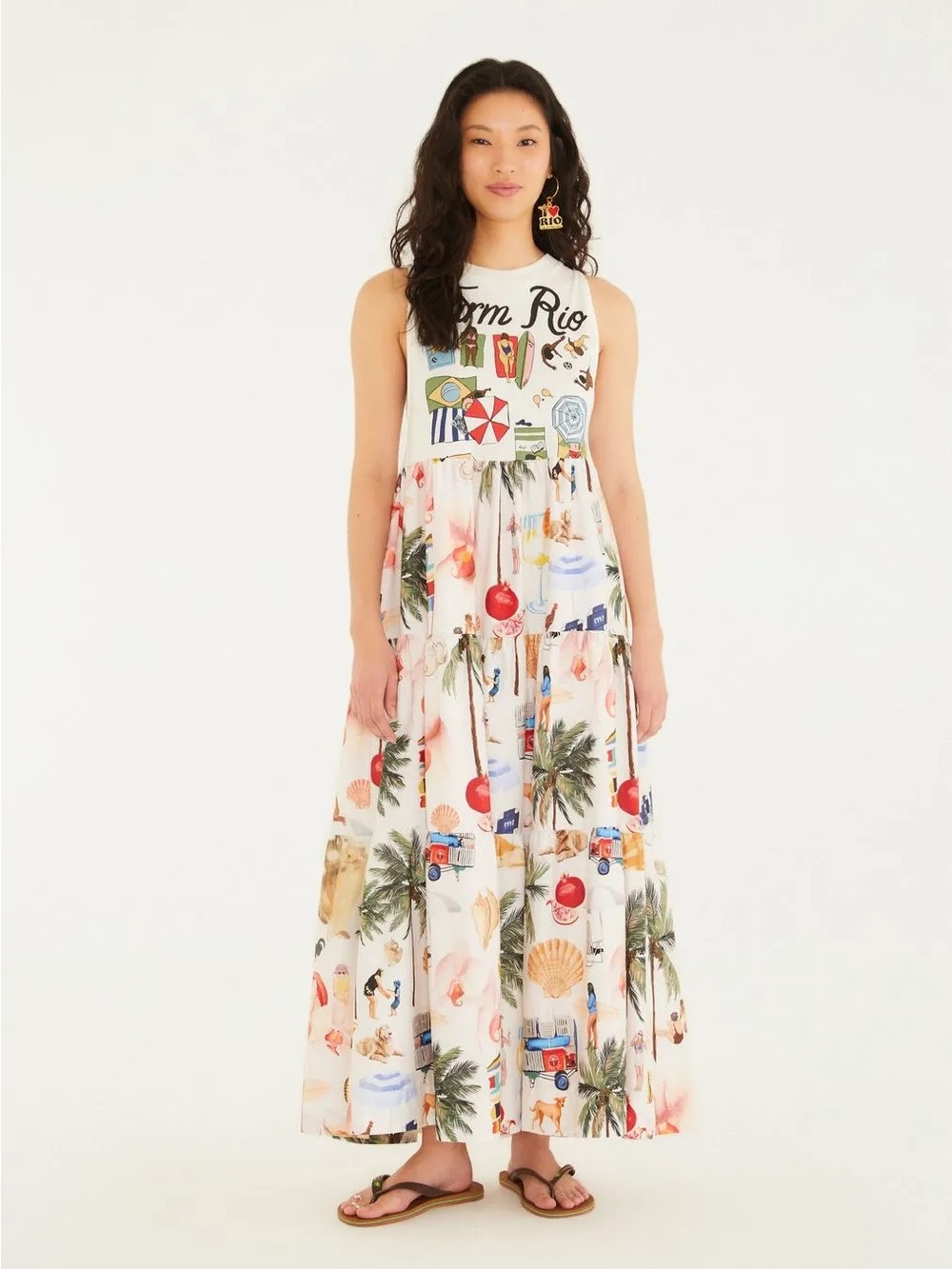 FARM Rio Praia Carioca Tropical Midi Dress NWT - Picture 2 of 4